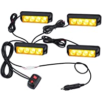4XLED Luces Estroboscópicas de Ámbar Luces de Faro para Advertencia FLASH para los Vehiculos con el Cargador Luces…